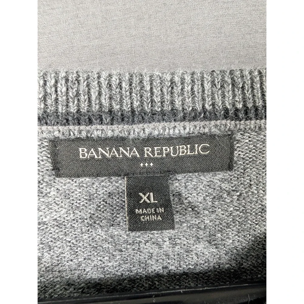 Banana Republic Mens Gray Silk Cotton Cashmere Crew Neck Sweater Size XL‎